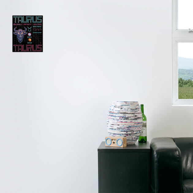 Taurus Futuristic Zodiac Astrology Art by TuncGK